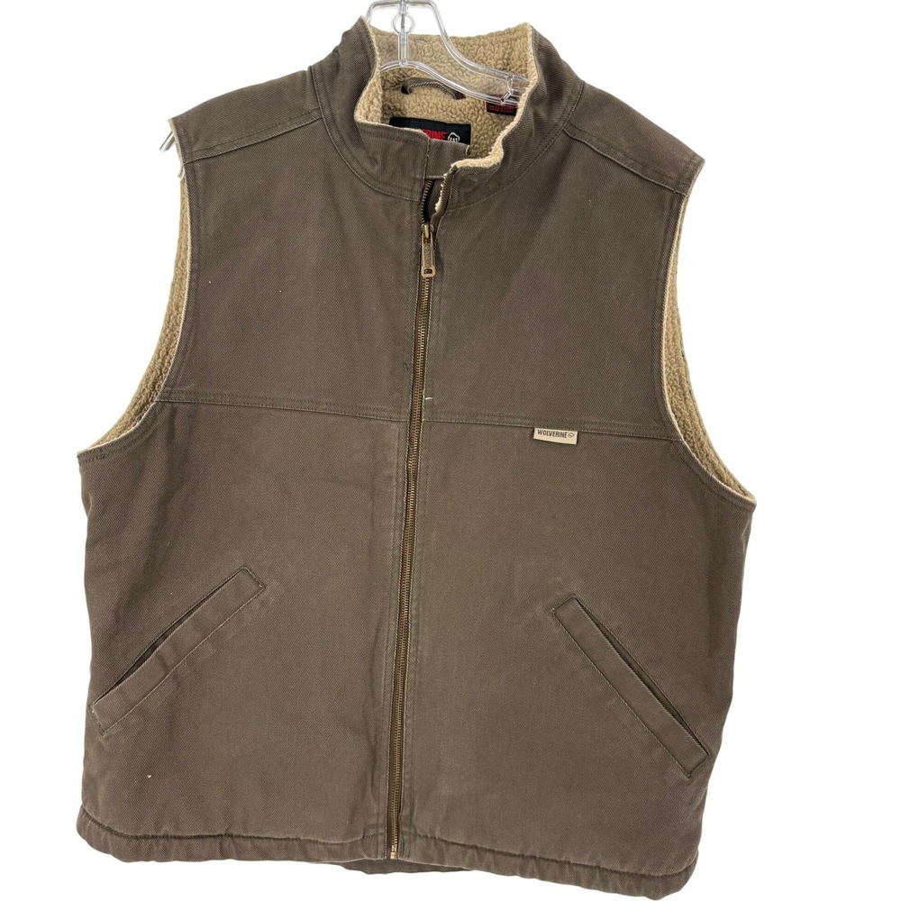 Wolverine Men's Brown Sherpa Lined Work Vest Size L‎ G Casual Outdoor Warm